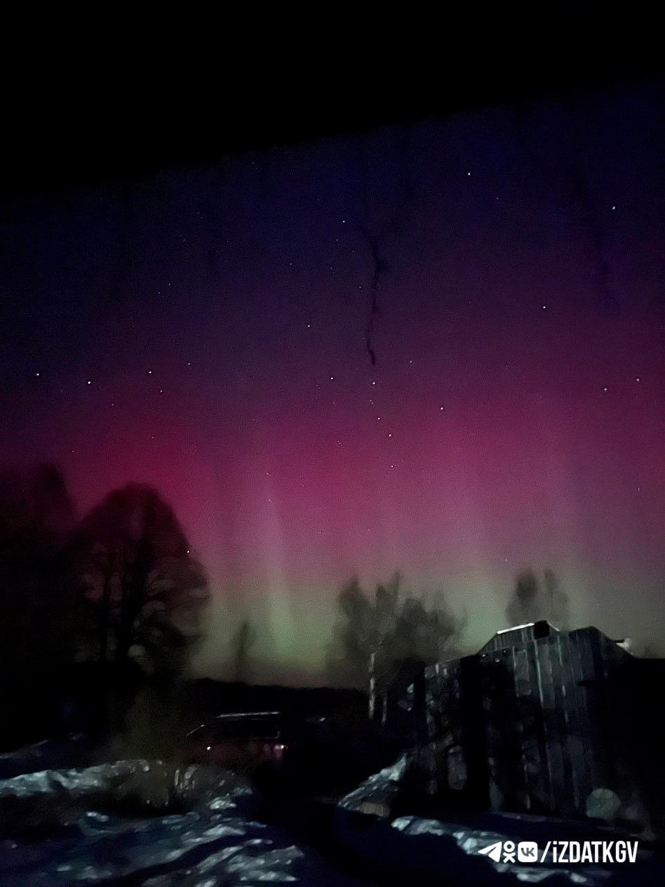 Северное сияние над Калужской областью