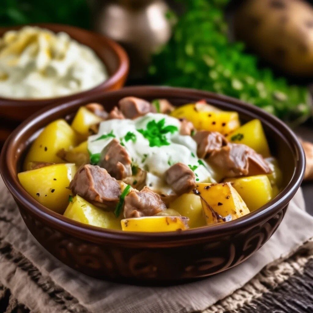 Как приготовить вкуснейшую картошку с мясом и сметаной