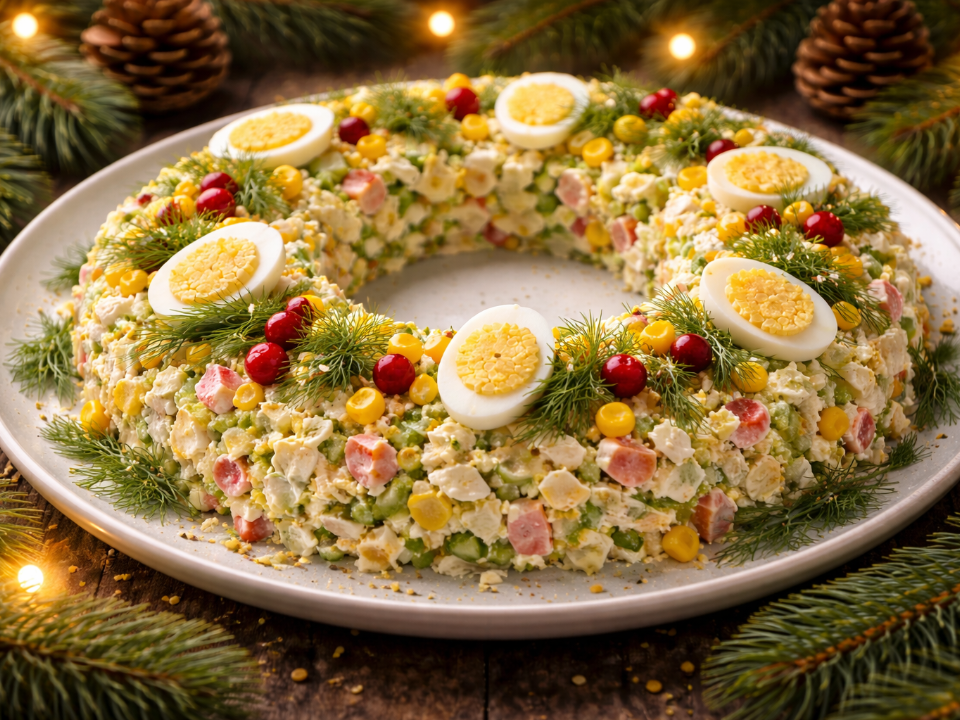 Легкий и эффектный салат «Хрустальный венок» для праздничного стола