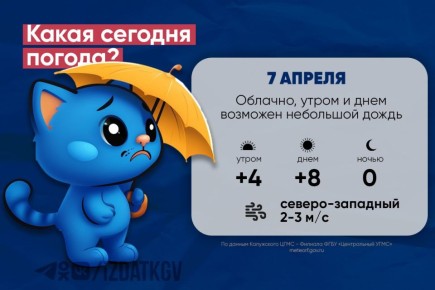 Доброе утро, калужане! Погода на утро и день 7 апреля, а также в ночь с 7 на 8 апреля