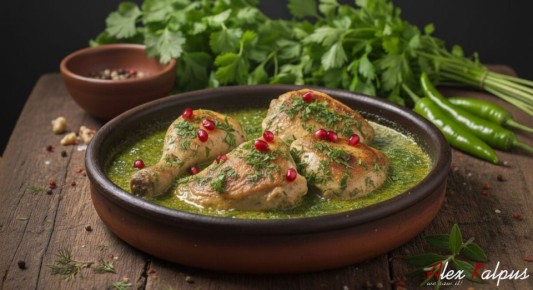 Грузинская кулинарная классика: жареный цыплёнок в ореховом соусе