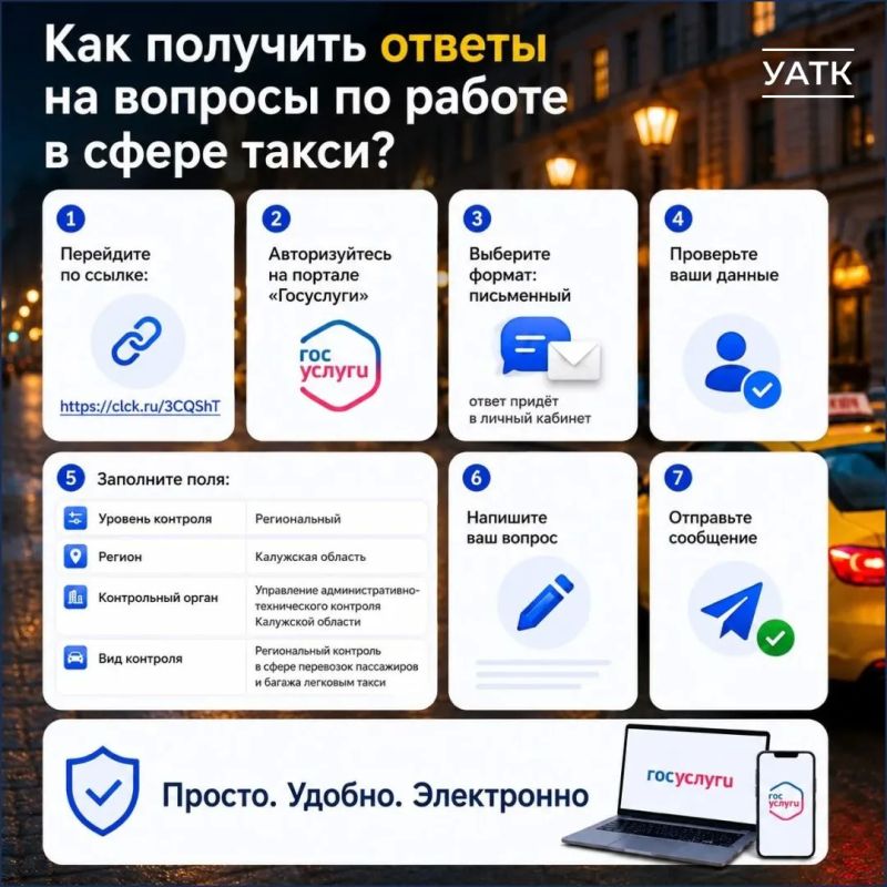 Получить ответы на вопросы по работе в такси через Госуслуги? Легко!