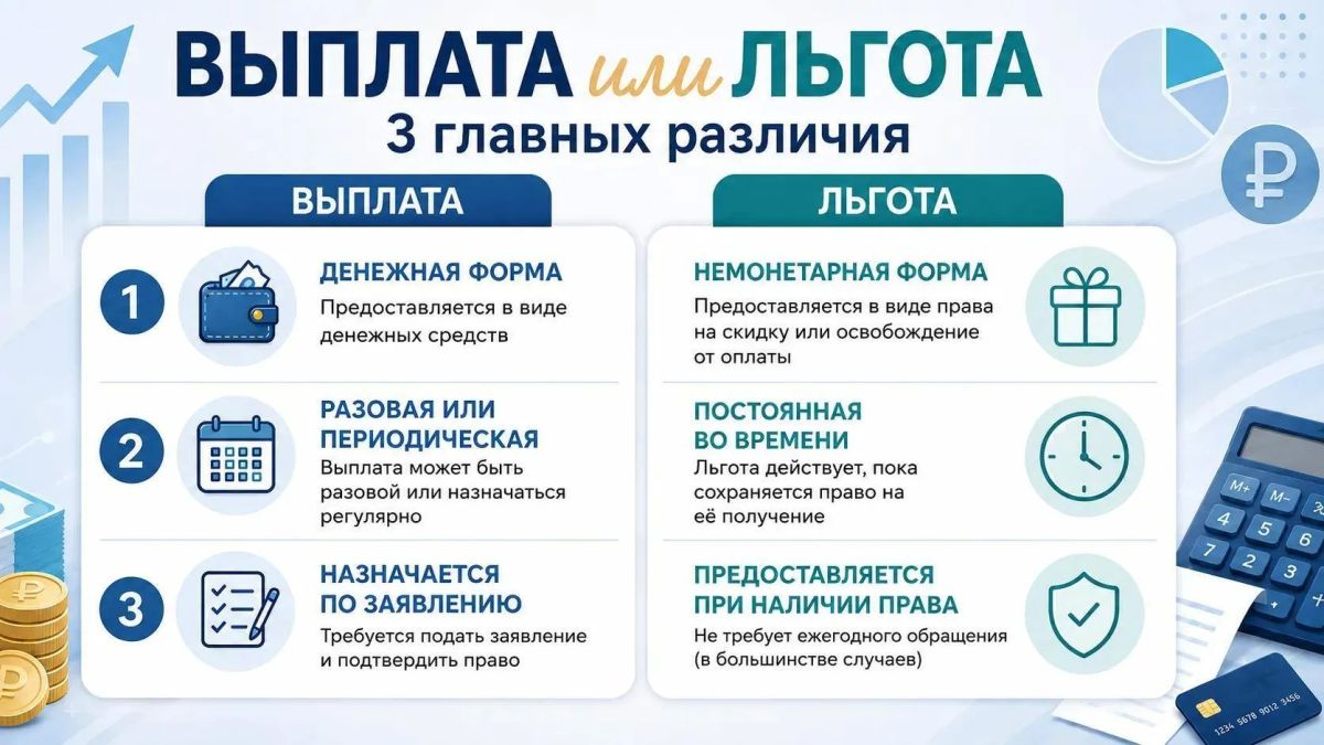 Выплаты и льготы: в чём разница?
