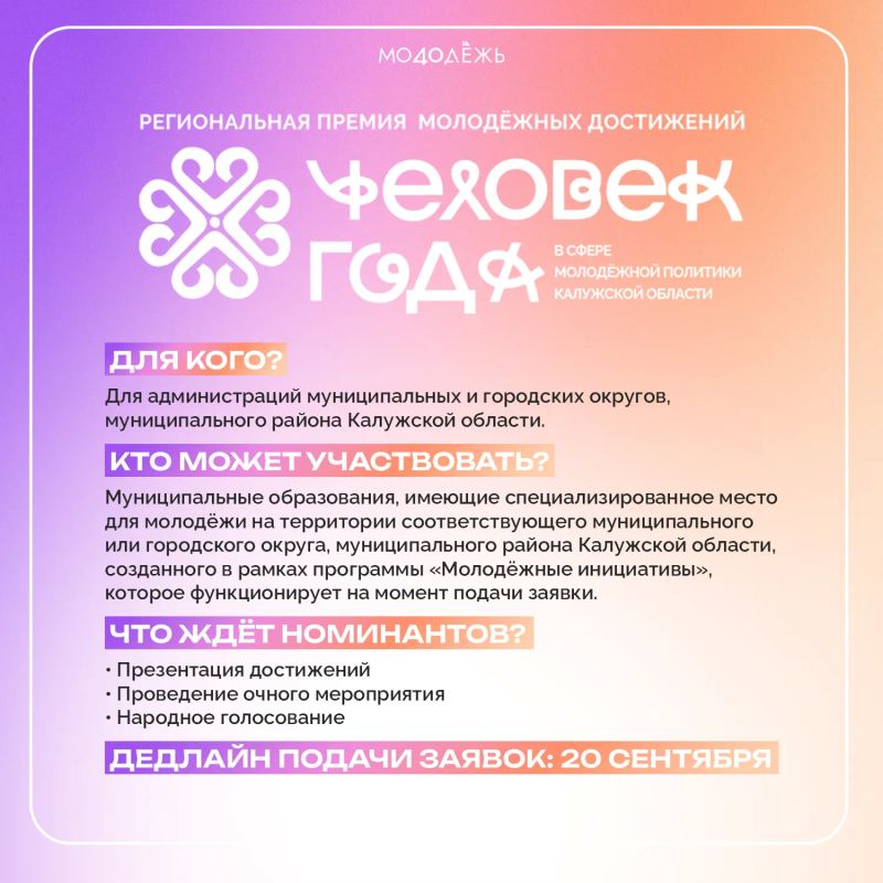 Представляем номинации региональной молодёжной премии «Человек года в сфере молодёжной политики» Представляем номинации региональной молодёжной премии «Человек года в сфере молодёжной политики»